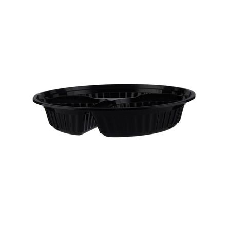 3 Compartment Black HD Round Container 48oz