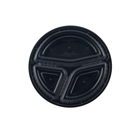 3 Compartment Black HD Round Container 48oz