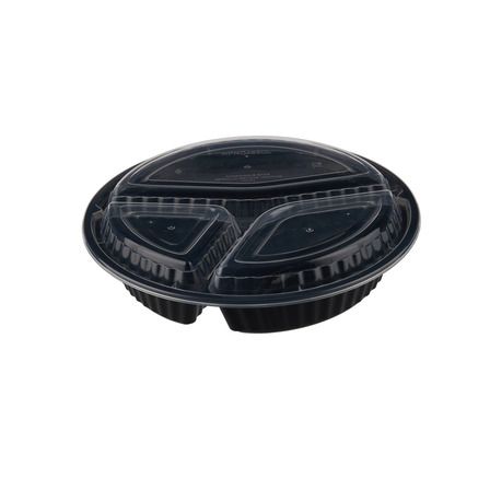3 Compartment Black HD Round Container 48oz